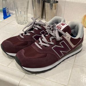 Mens New Balance 574 Classic Red Suede Shoes